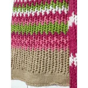 Tommy Bahama Tunic Sweater L Pink Stripe Linen Cotton Open Knit 3/4 Sleeve thumbnail 2