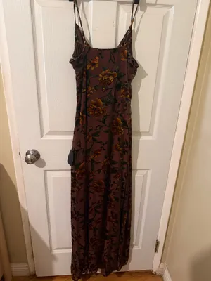 Lulus Brown Floral Cowl Neck Maxi Dress Size L thumbnail 3