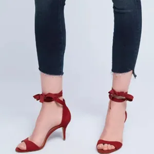 Anthropologie Schutz Tilan Red Suede Ankle Tie Stiletto Heels Women's Size 9 thumbnail 10