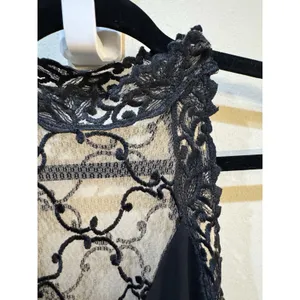 Janine VTG 90s Lace Illusion Bodycon gown black Evening Prom Y2K Size Small thumbnail 4