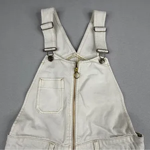 Free People We The Free Off White Zip Front Denim Shortalls Size 0 NWT thumbnail 2
