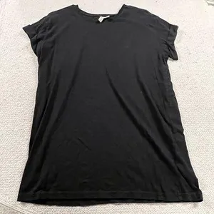 Black Classic Crewneck Short Sleeve Tunic 100% Cotton Size Medium EUC thumbnail 1
