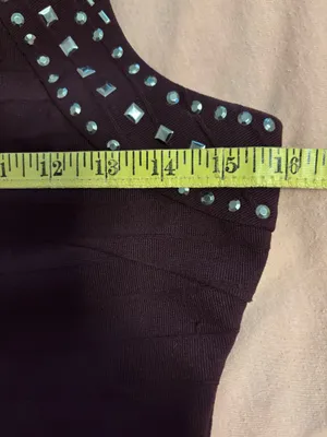 Guess Los Angeles Deep Plum Rhinestone Details Bodycon Dress Glam Date-night thumbnail 4