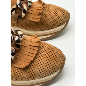 Softwaves Cadie Platform Suede Loafers Womens 38 Tan Chain Wedge Shoes 7-7.5 thumbnail 7