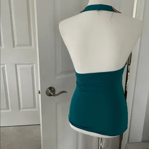 Stunning Teal Blue Y2K Halter Top with Gold Sequins thumbnail 4