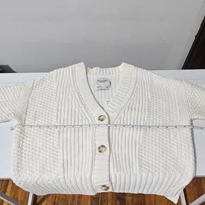 Abercrombie & Fitch Cameron Seed Stitch Cardigan-White -Size S-150-491-01255-178 thumbnail 6