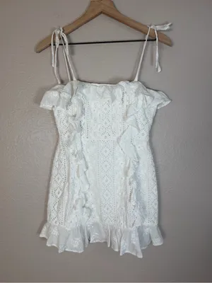 Majorelle Mara Mini Eyelet Lace Dress in White size XS $198 Bride Bridal thumbnail 4