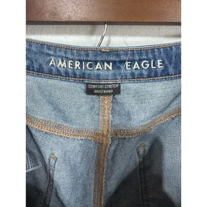 American Eagle Mom Jeans Distressed Ripped Knees Medium Wash Comfort Waist 20 thumbnail 4
