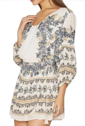 Free People Moonlight Drive Mini Boho Peasant Dress Ivory Small thumbnail 1