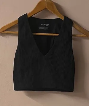 Garage Black Ribbed Cropped Tank Size S thumbnail 1