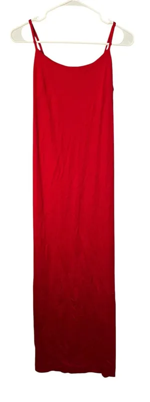 Vintage Women’s Sz 6 Midi Dress Sleeveless Red Square Neck A-Line Zip Back Union thumbnail 1