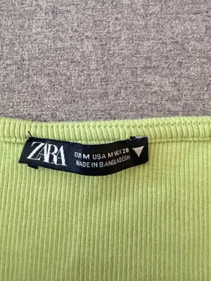 Zara Green Ruffled Crop Top thumbnail 2