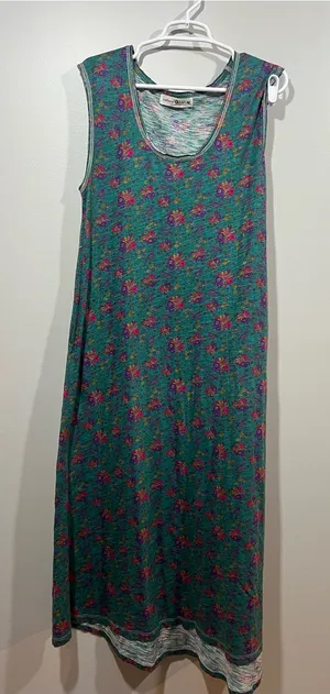 Natural Life Cotton Teal Floral Sleeveless Maxi Dress Medium thumbnail 1
