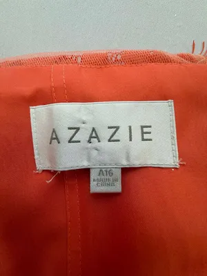 Azazie Tangerine Orange Lace Bodice Chiffon Skirt High-Low Bridesmaid Dress thumbnail 3