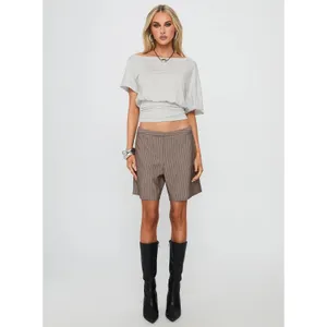 Princess Polly Ashlinn OffShoulder Drapey Top Grey Heather Ruched Waist US 6 NEW thumbnail 3