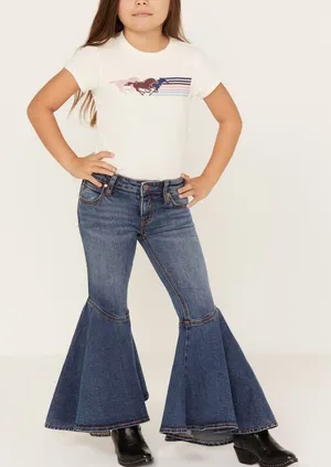 Shyanne Light Blue Flare Panel Jeans thumbnail 1