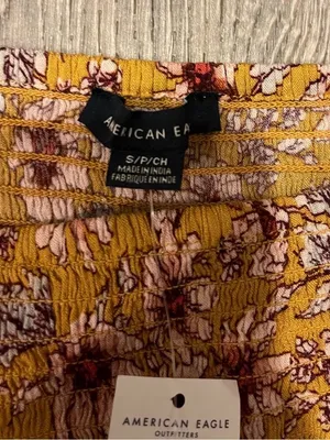 American Eagle Cropped Floral Sleeveless Shirt Smocked Tank Top Size S NWT Boho thumbnail 6
