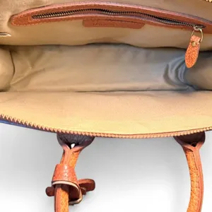 Vintage Polo Ralph Lauren Pebbled Leather Briefcase Business Bag Tan Brown 13.5” thumbnail 3