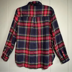 AMERICAN EAGLE Ahh-mazingly Soft Boyfriend Flannel Red Navy Plaid Size Medium thumbnail 2