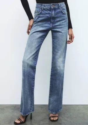 Zara The 70’s High Rise Full Length slim fit Jeans size 4 thumbnail 1