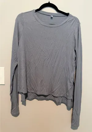 JoyLab Target Blue Ribbed Long Sleeve High Low Activewear Top F16816440 thumbnail 1