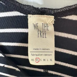 We The Free Free People Black White Striped Peplum Thermal V-Neck Top XS 883 thumbnail 8