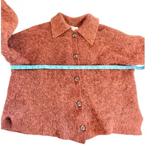 Madewell Alpaca Merino Wool Blend Cardigan Sweater Rust Brown NB396 Large thumbnail 4