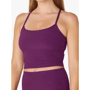 Beyond Yoga Womens Large Spacedye Slim Racerback Cropped Tank Bra Aubergine Beet thumbnail 2