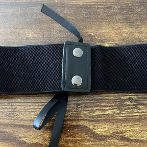 Black Y2K Lace Up Corset Stretch Wide Waist Belt, Fits Up to 27 Inches, X7GA1312 thumbnail 7