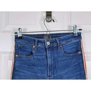 Y2K Abercrombie & Fitch Simone High Rise Jeans Size 27 Rainbow Side Stripe Denim thumbnail 6