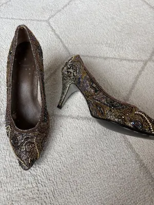 Vintage Valerie Stevens Beaded Paisley Heels Statement / Costume Theatre 7 thumbnail 2