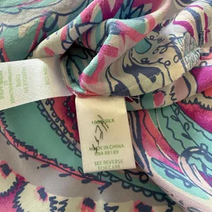 Lilly Pulitzer Elsa Silk Blouse Top Blue Pink Purple Multi Color Sz S Small thumbnail 11