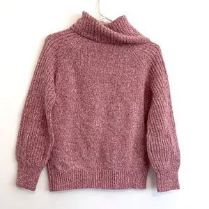 NINE WEST Cowlneck Sweater Mauve Pink White Marled Heather Cowl Neck Puff Sleeve thumbnail 11