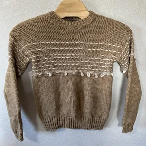 Anthropologie Elsamanda Alpaca Wool Blend‎ Beige White Crew Neck Sweater Medium thumbnail 1
