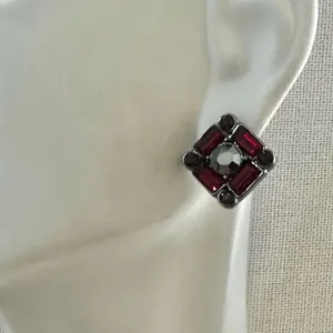 White House Black Market Red Baguette Stud Earrings thumbnail 2