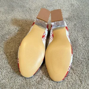 Reindee Lusion White Red Splatter Transparent Block Mid Heel RoundToe Size 5 NEW thumbnail 8