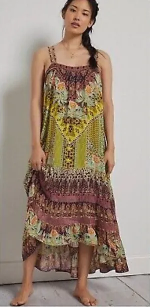 Anthropologie Lovett Tiered Maxi Botanical Dress Size Small Small thumbnail 1