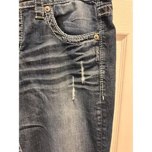 Silver‎ Jeans Lola Straight Leg Dark Wash Distressed Thick Stitch W33 L28 Denim thumbnail 4