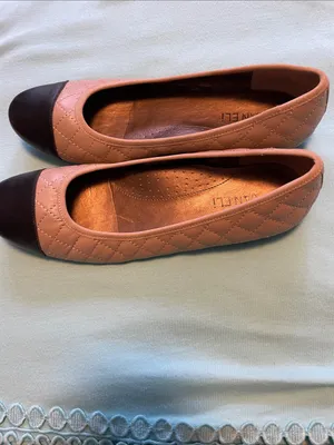 Vaneli Quilted tan or cream Ballet Flats with Black Cap Toe thumbnail 6