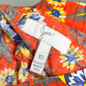 Joie Clarke Floral High Low Midi Skirt Salsa Orange Red Blue Yellow Size XS thumbnail 9