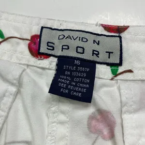 David N Sport White Cherry Print High Rise Shorts 100% Cotton Womens 16 thumbnail 4
