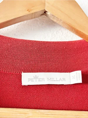 Peter Millar Goldie Red Silk Blend Collared V-Neck Sweater Pullover thumbnail 3