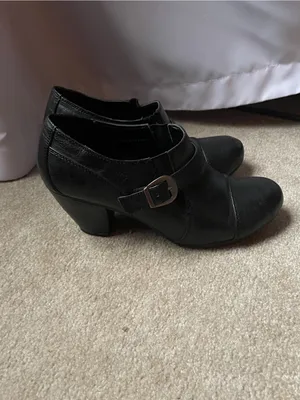 Jasmine Vintage Black Vegan Leather Slip-On Mules with Buckle Strap thumbnail 5