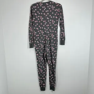 Jane and Bleeker XS Gray Peppermint Candy Print One Piece Pajama‎ Jumpsuit thumbnail 2