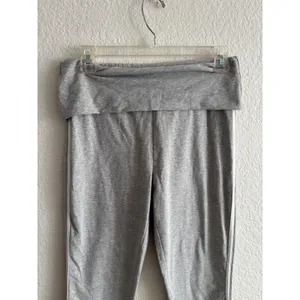 Forever 21 Lounge Pants S Heather Gray Flare Side Stripe Foldover Waist thumbnail 2