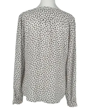 Loft Blouse Quarter Button Pockets White with Brown Polka Dots Size M thumbnail 2