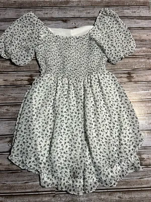 Altar’d State White Floral Puff-Sleeve Boho Mini Dress Size medium thumbnail 2