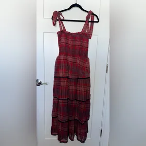 NWOT Vici Sway With Me Plaid Tiered Midi Dress thumbnail 3