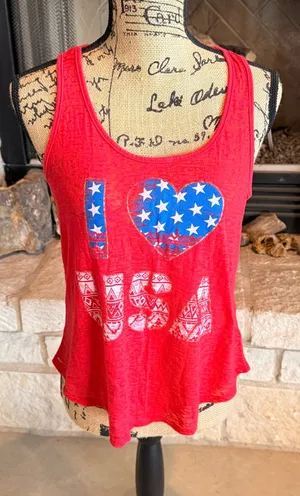 Source Unknown Red I Love USA Tank Top Size M thumbnail 1