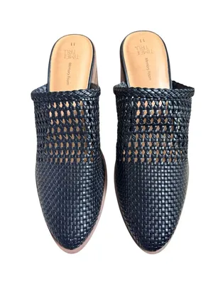 Time and Tru Black Woven Mule Heels thumbnail 2